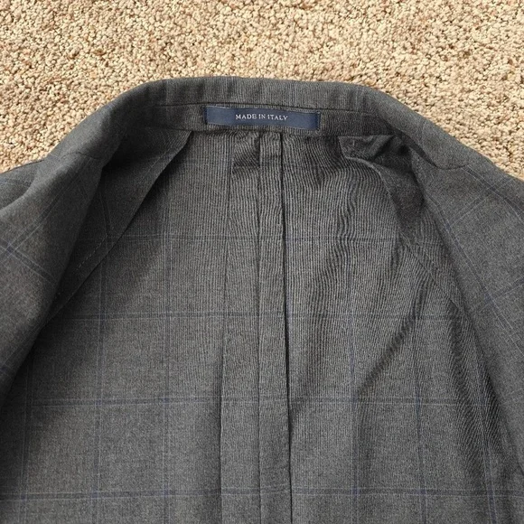 Boggi Blazer Men's 46R Gray Plaid Slim Fit‎ Italian Wool Windowpane